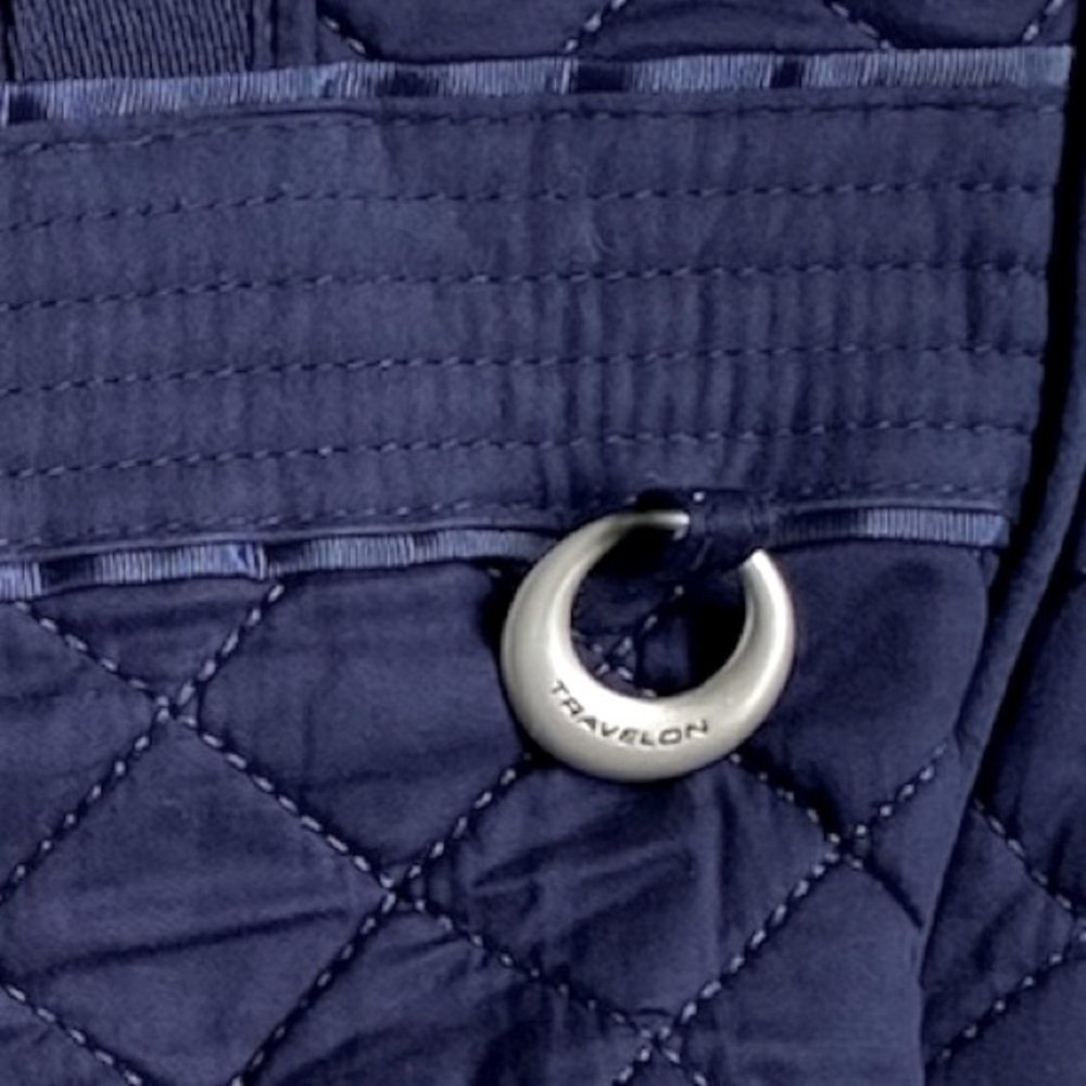 TRAVELON Anti-Theft RFID-Blocking Quilted Shoulder Tote Bag, Navy Blue - Picture 7 of 16